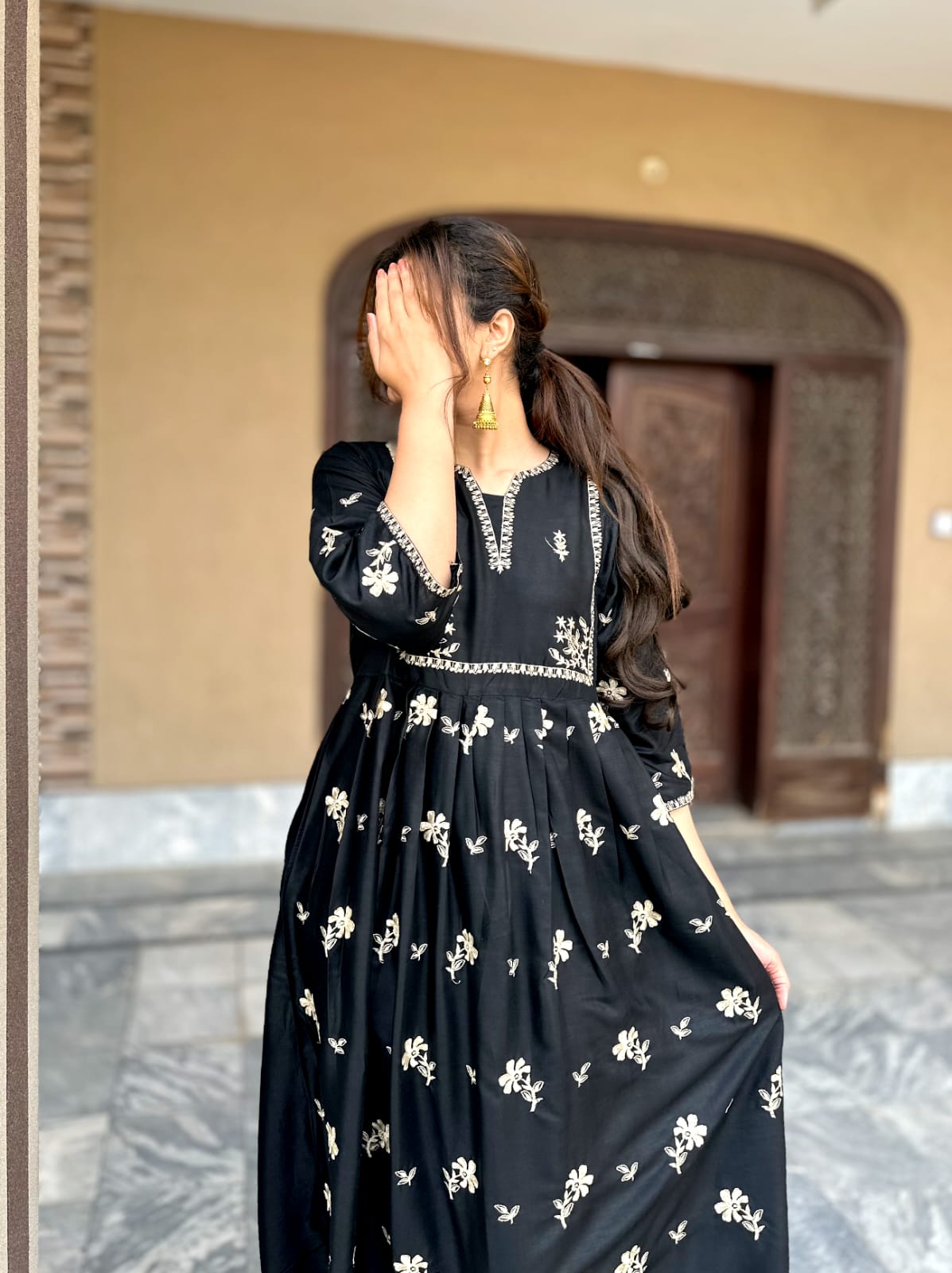 2-Piece Stitched Embroidered Maxi Dress Premium Quality