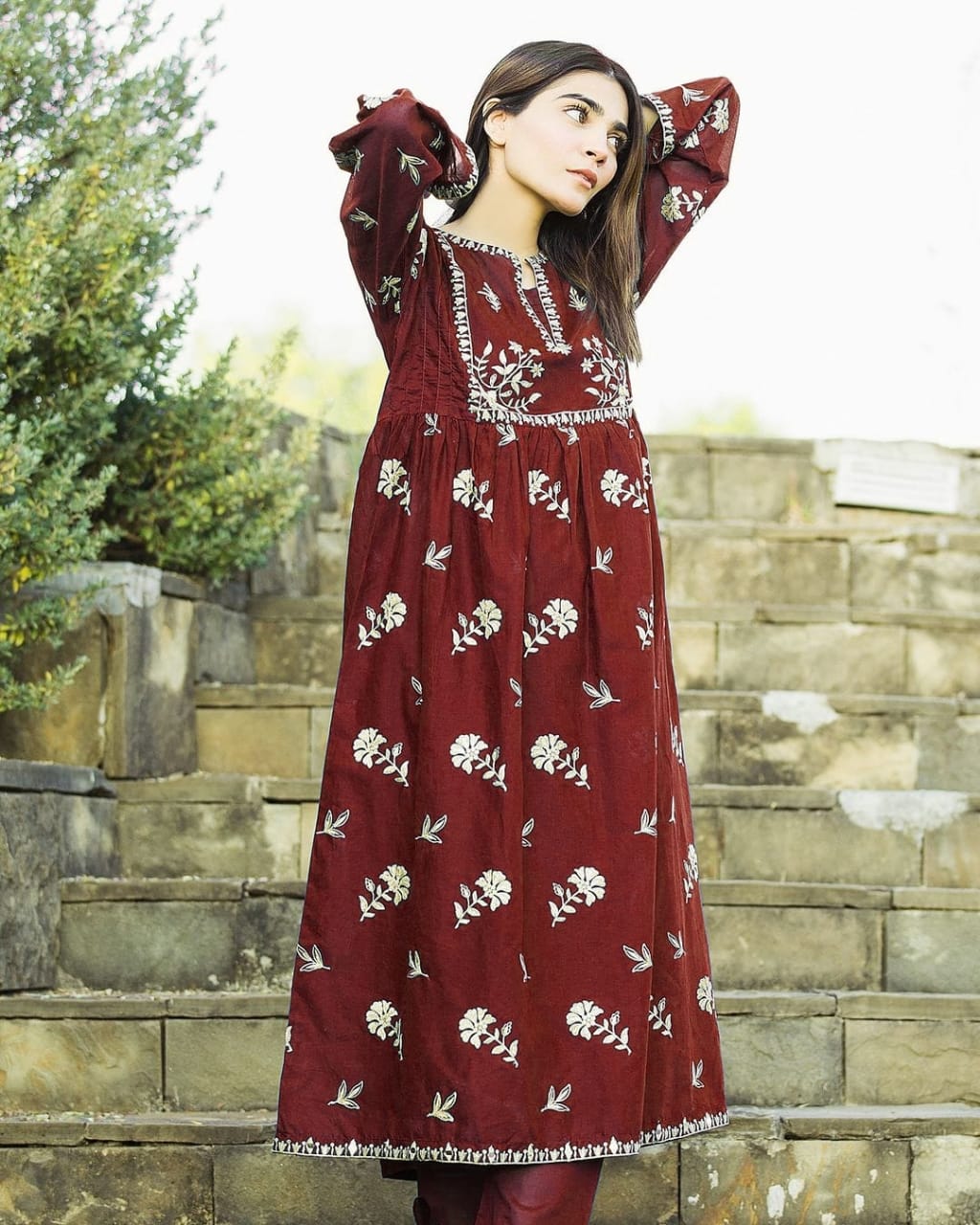 2-Piece Stitched Embroidered Maxi Dress Premium Quality