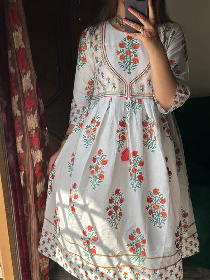 2-PIECE Stitched Cotton Maxi Dress Premium Quality