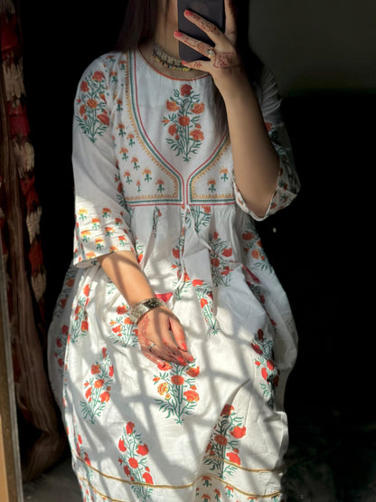 2-PIECE Stitched Cotton Maxi Dress Premium Quality