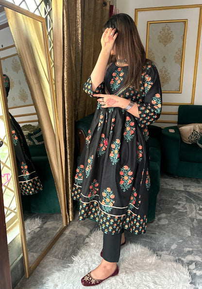 2-PIECE Stitched Cotton Maxi Dress Premium Quality