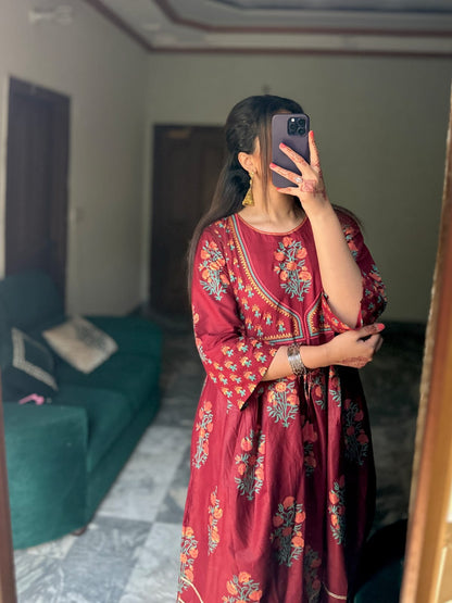 2-PIECE Stitched Cotton Maxi Dress Premium Quality