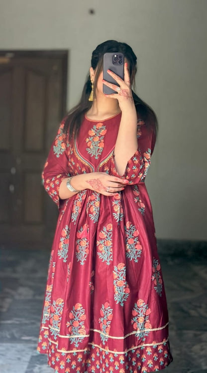 2-PIECE Stitched Cotton Maxi Dress Premium Quality