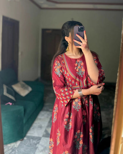 2-PIECE Stitched Cotton Maxi Dress Premium Quality