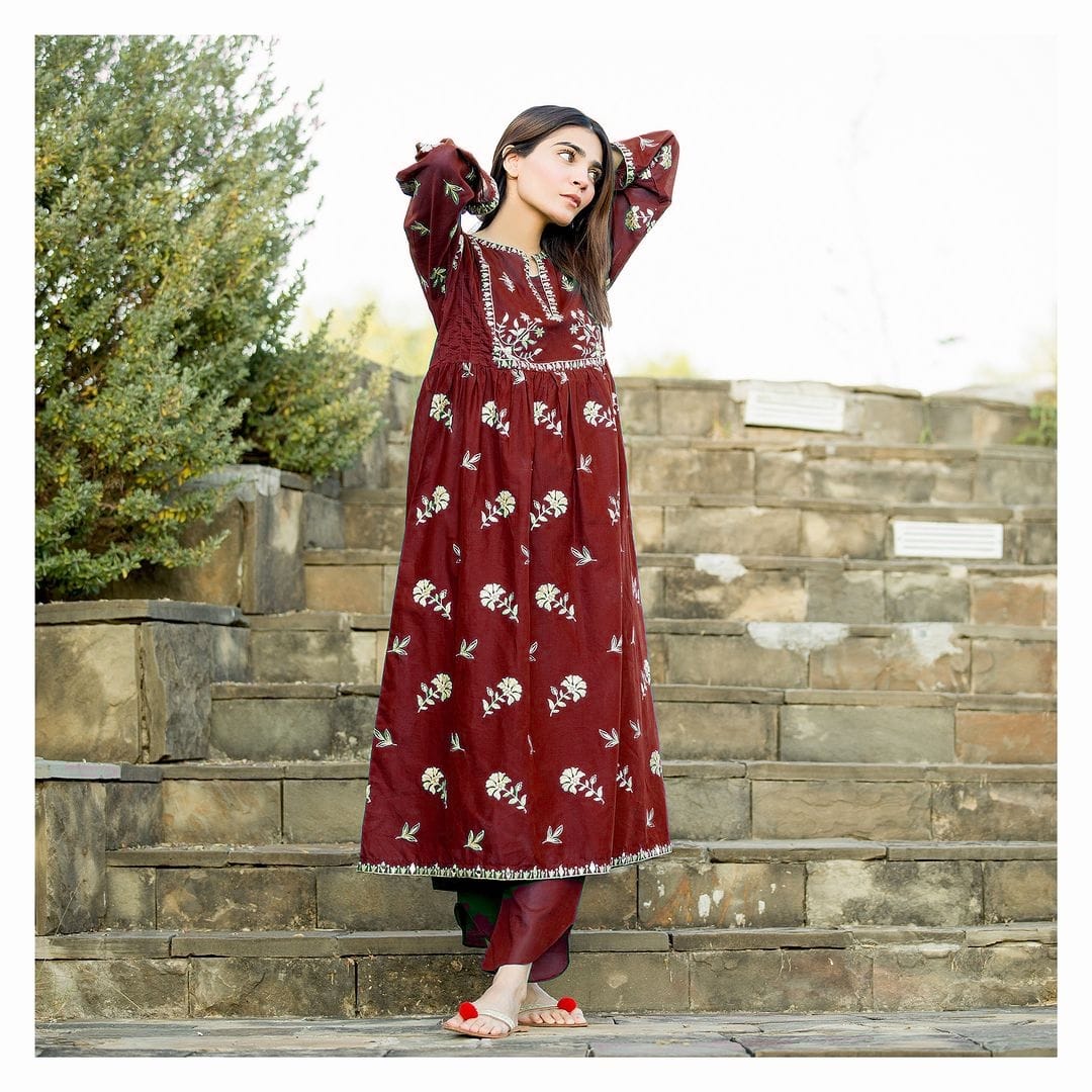2-Piece Stitched Embroidered Maxi Dress Premium Quality