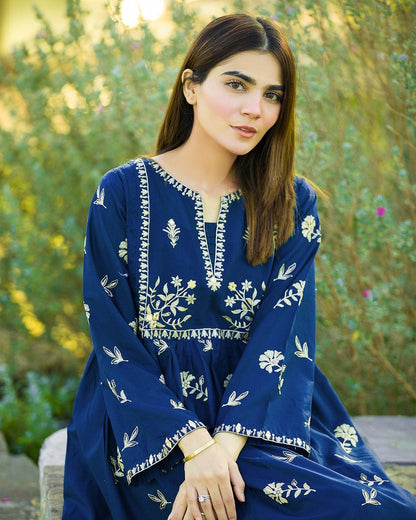 2-Piece Stitched Embroidered Maxi Dress Premium Quality