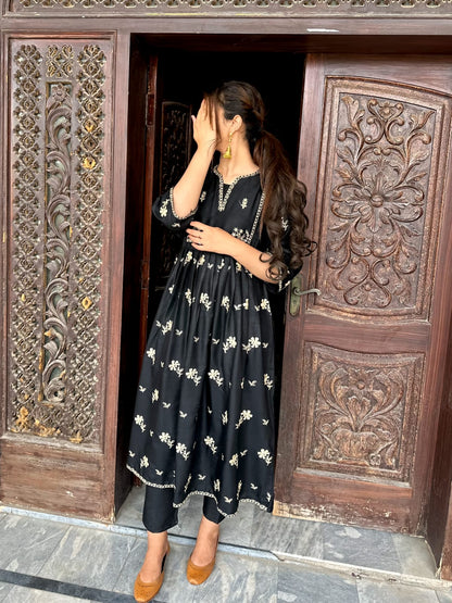 2-Piece Stitched Embroidered Maxi Dress Premium Quality