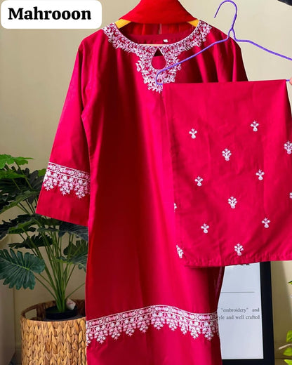 2-Piece Stitched Embroidered Dress Premium Quality