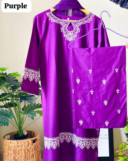 2-Piece Stitched Embroidered Dress Premium Quality