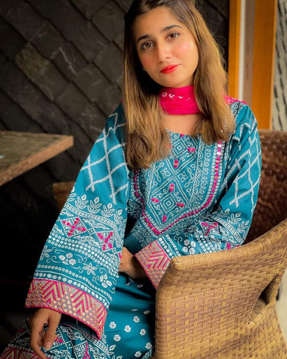 Chunri Silk 3-PIECE Stitched Dress Premium Quality