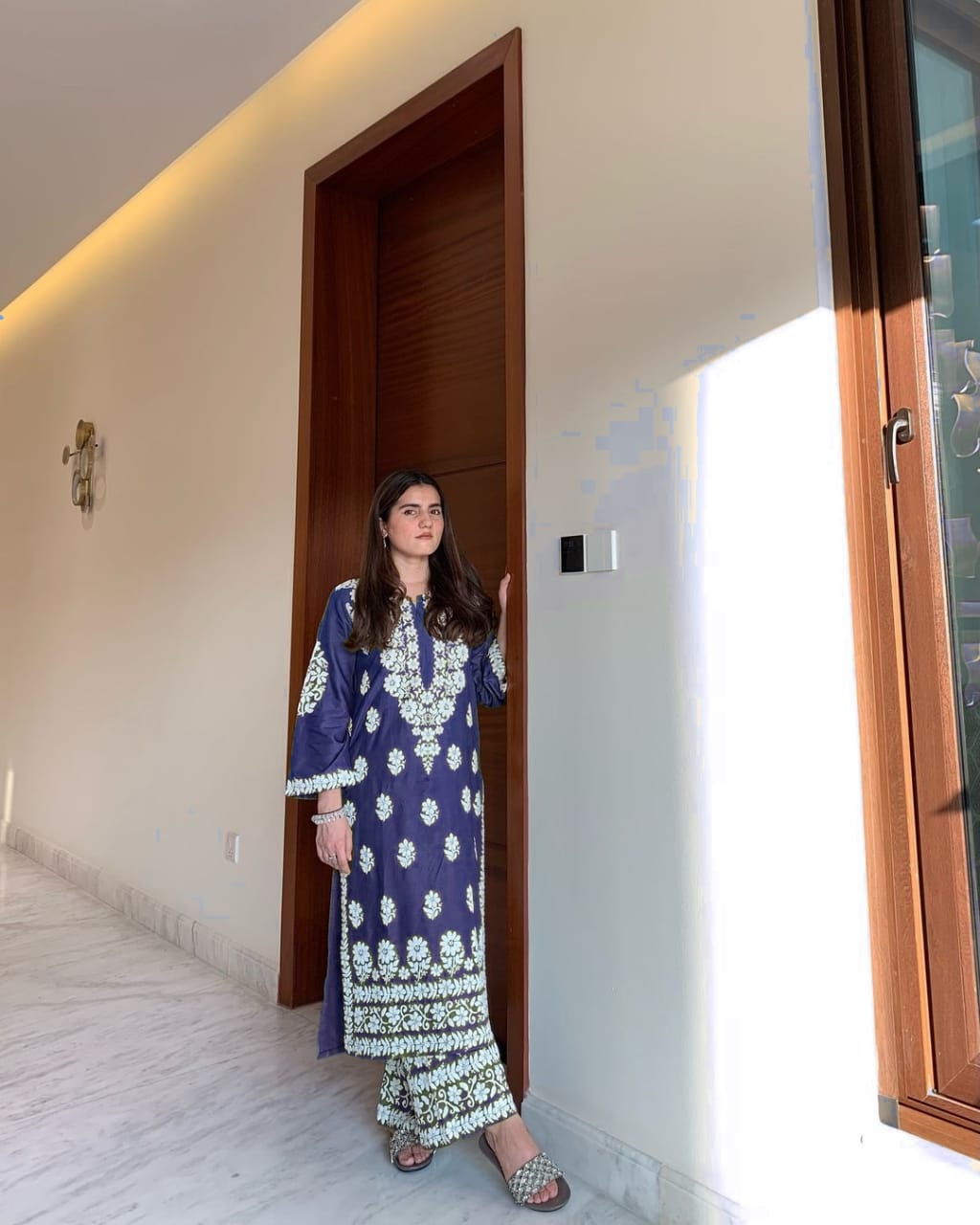 Indian Chicken Kari 2-Piece Stitched Long Embroidered Dress Premium Quality