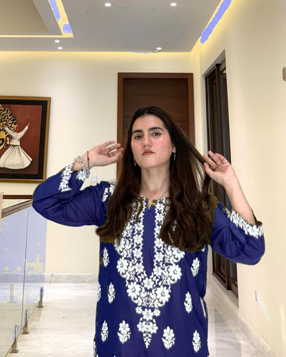 Indian Chicken Kari 2-Piece Stitched Long Embroidered Dress Premium Quality