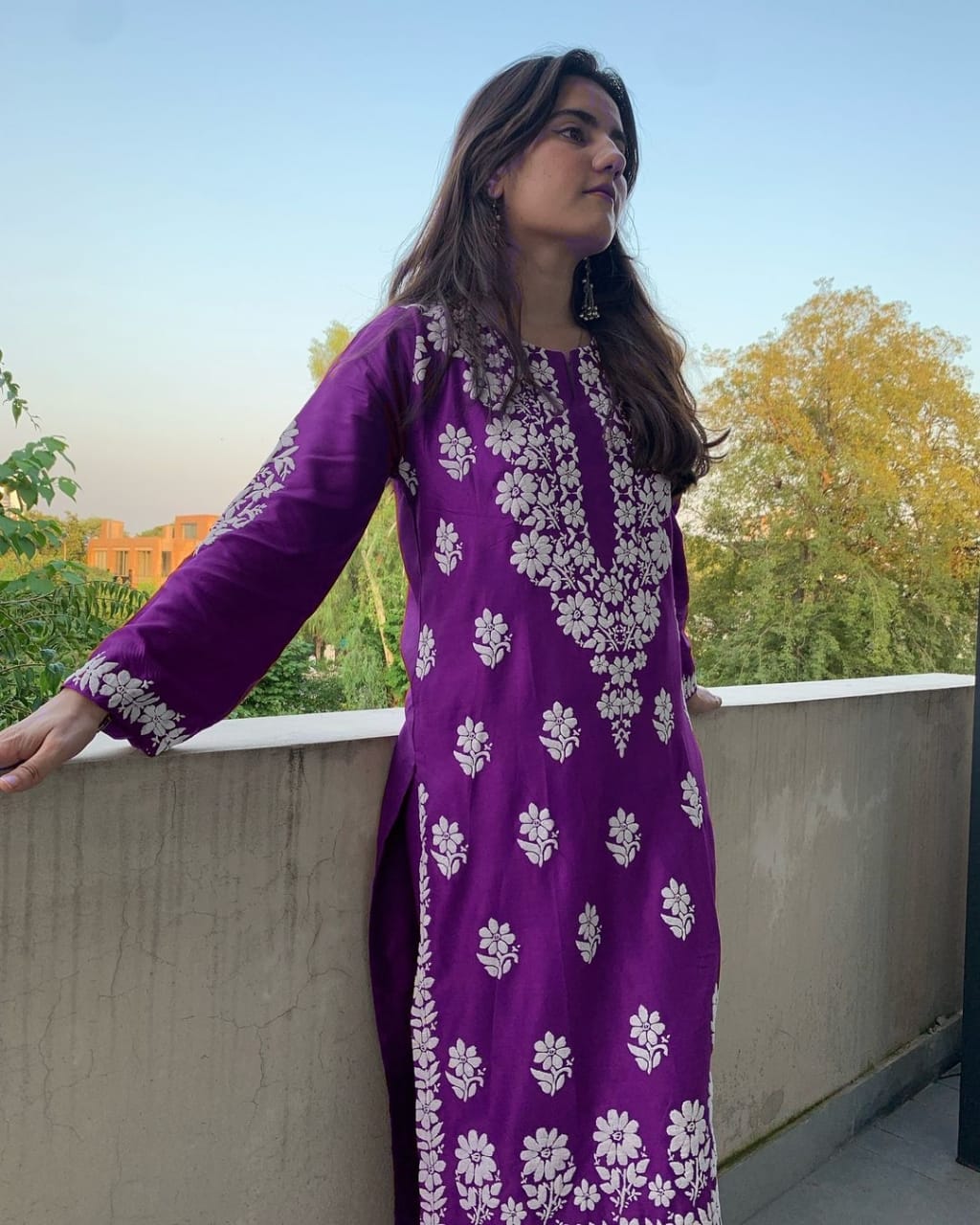 Indian Chicken Kari 2-Piece Stitched Long Embroidered Dress Premium Quality