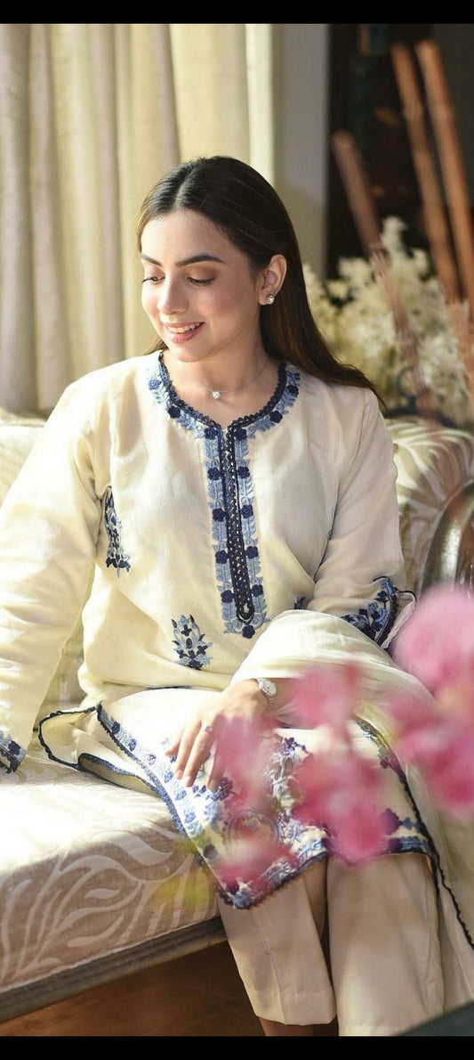 Khadi Net 2-Piece Stitched Dress Premium Quality