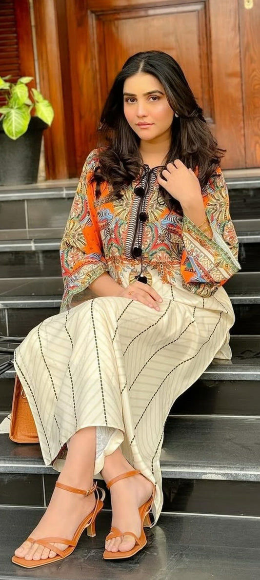 Long Length 2-Piece Stitched Printed Dress Premium Quality