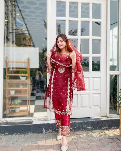 3-Piece Stitched Fancy Dress Premium Quality