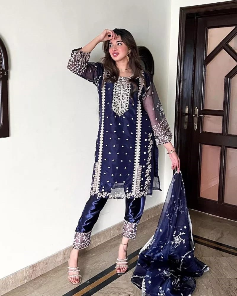 3-Piece Stitched Fancy Dress Premium Quality