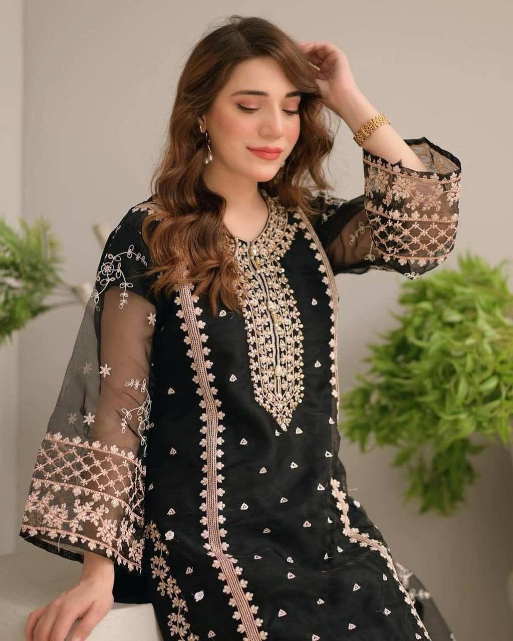 3-Piece Stitched Fancy Dress Premium Quality