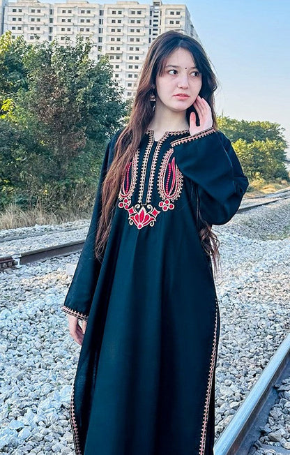 Premium Quality Long Length 2-Piece Stitched Embroidered Dress