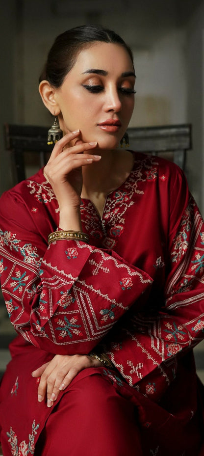 Premium Quality 2-Piece Stitched Embroidered Dress