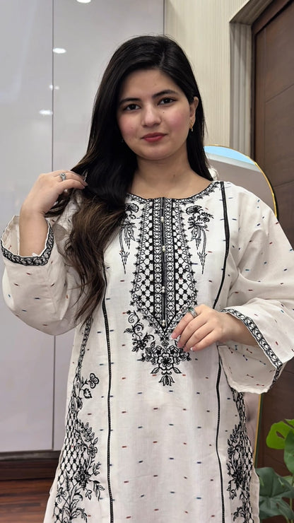 DORIA COTTON 2-PIECE STICHED EMBROIDERED DRESS