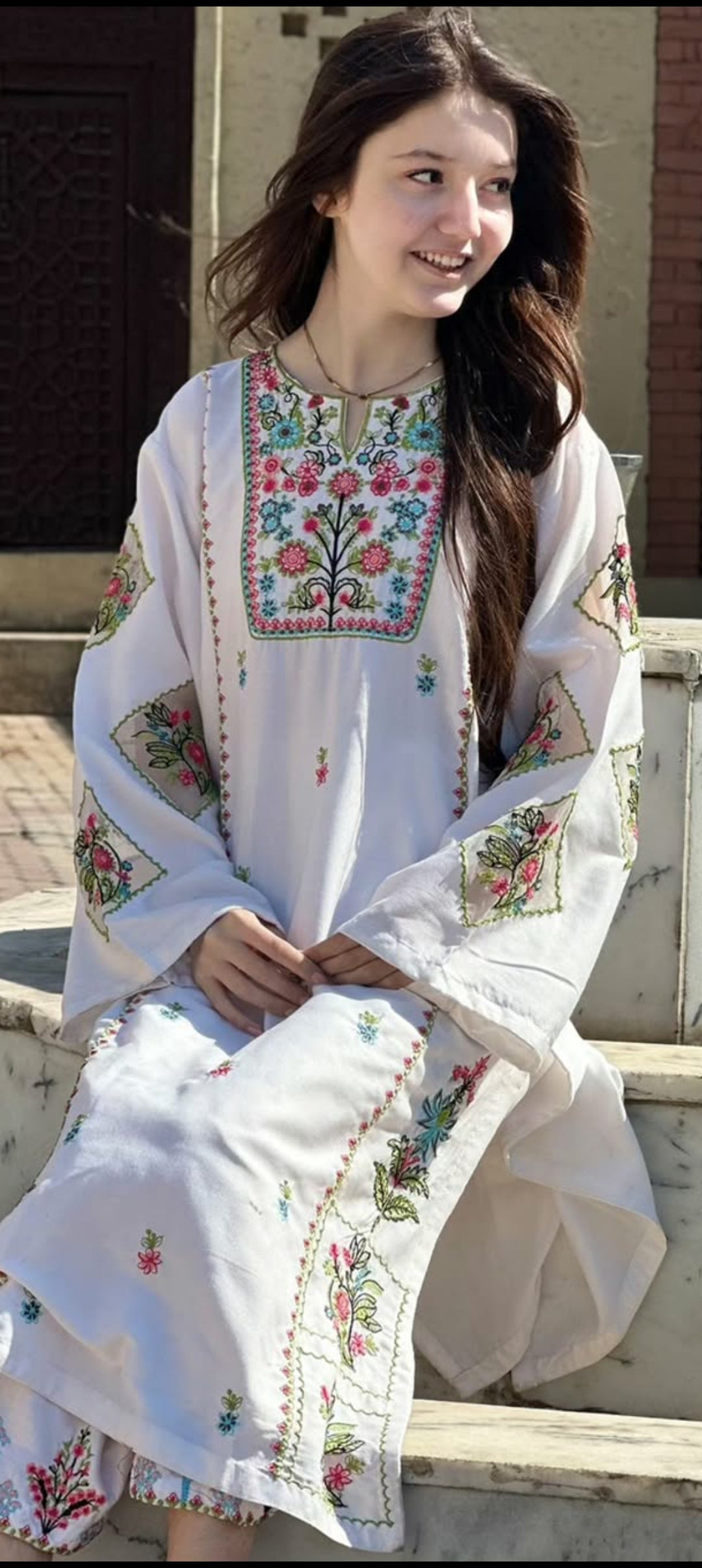 Long Length 2-Piece Stitched Embroidered Dress Premium Quality