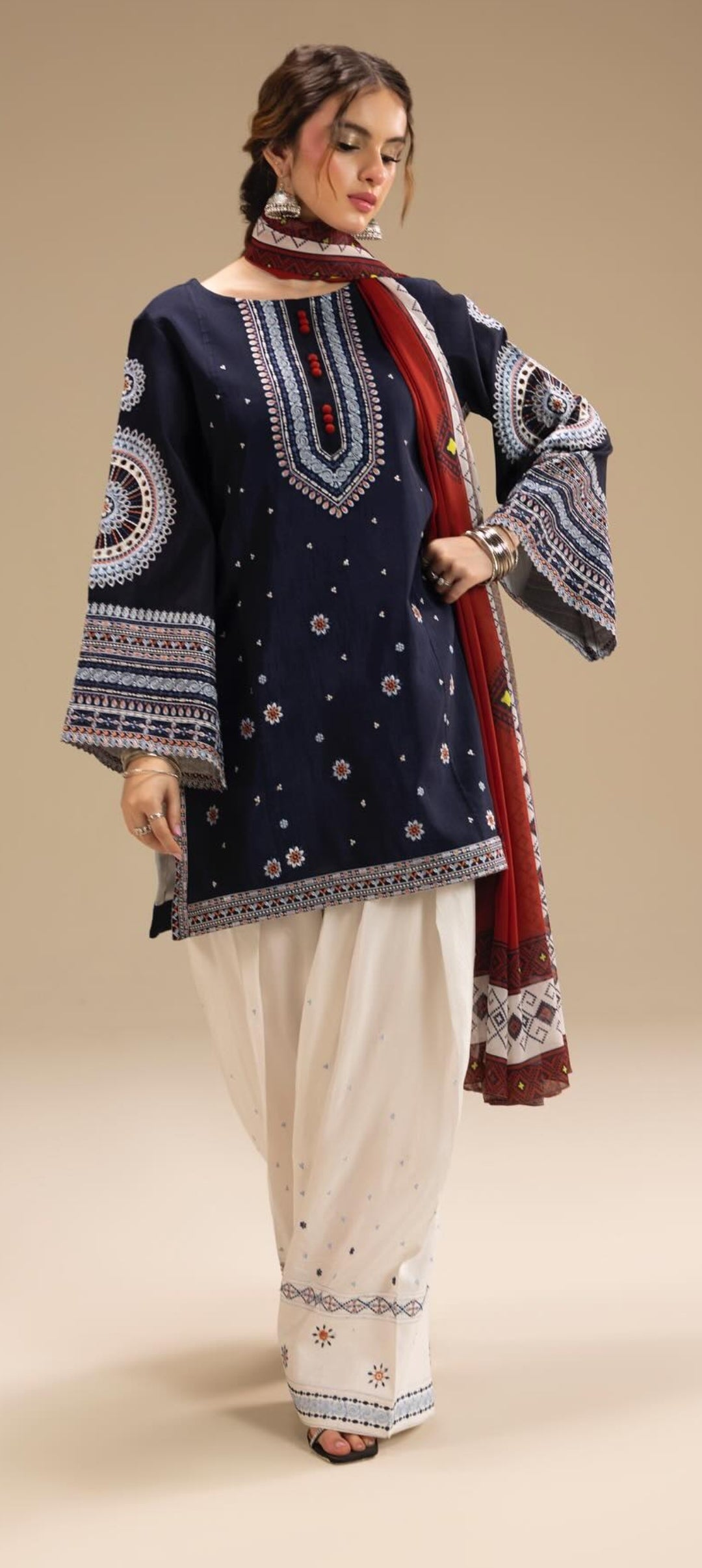 Premium Quality 3-Piece Stitched Embroidered Dress