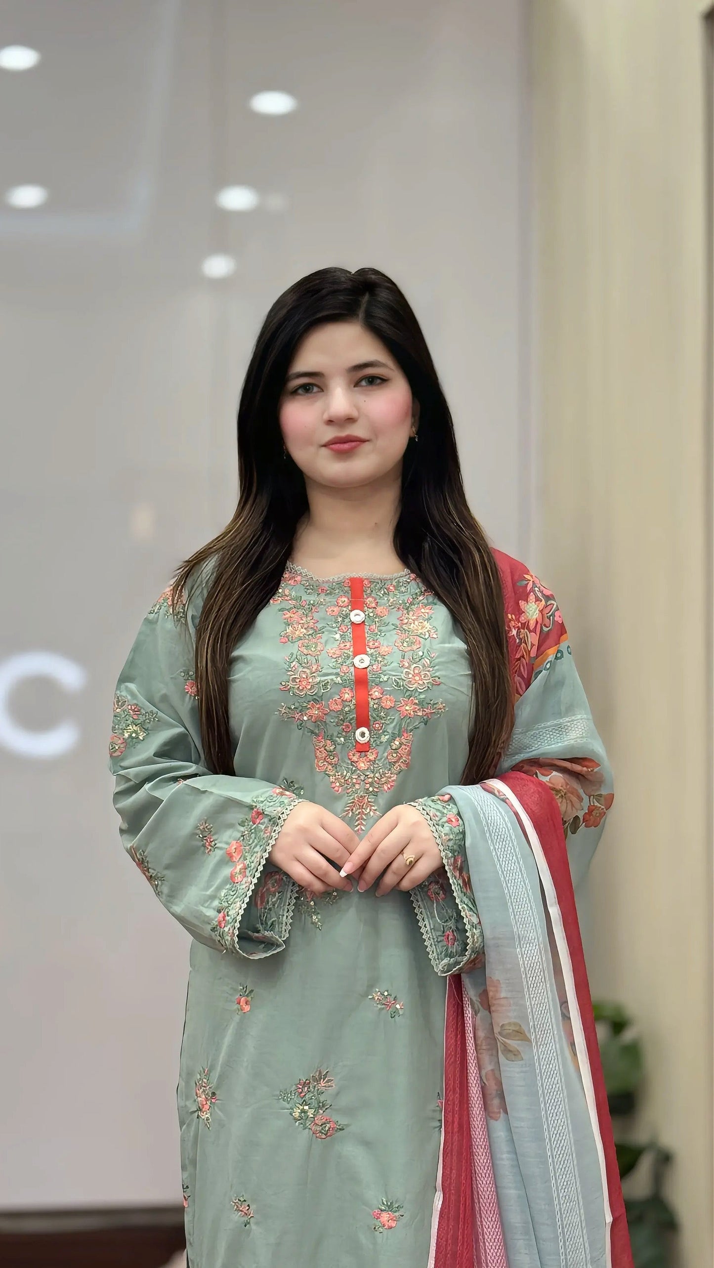 3-PIECE STICHED LONG LENGTH EMBROIDERED DRESS PREMIUM QUALITY