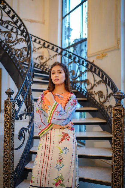 Premium Quality 2-Piece Stitched Long Length Printed Dress