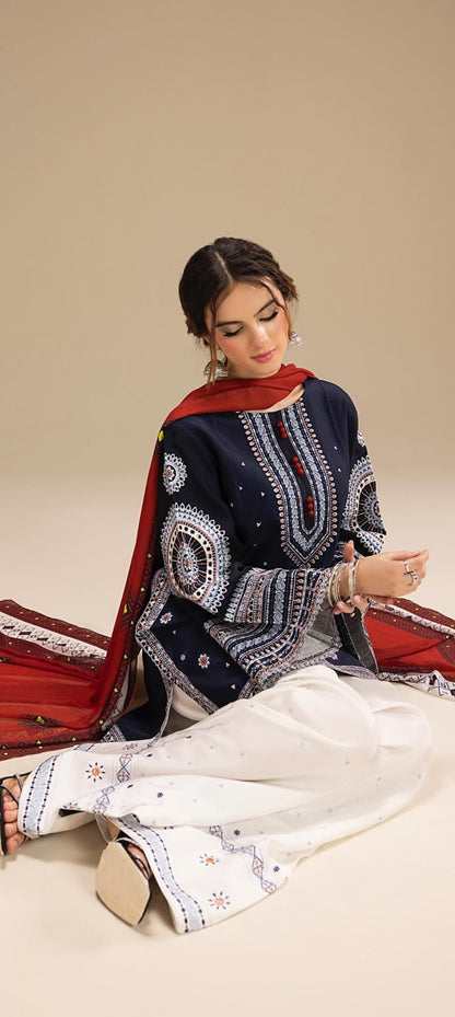 Premium Quality 3-Piece Stitched Embroidered Dress