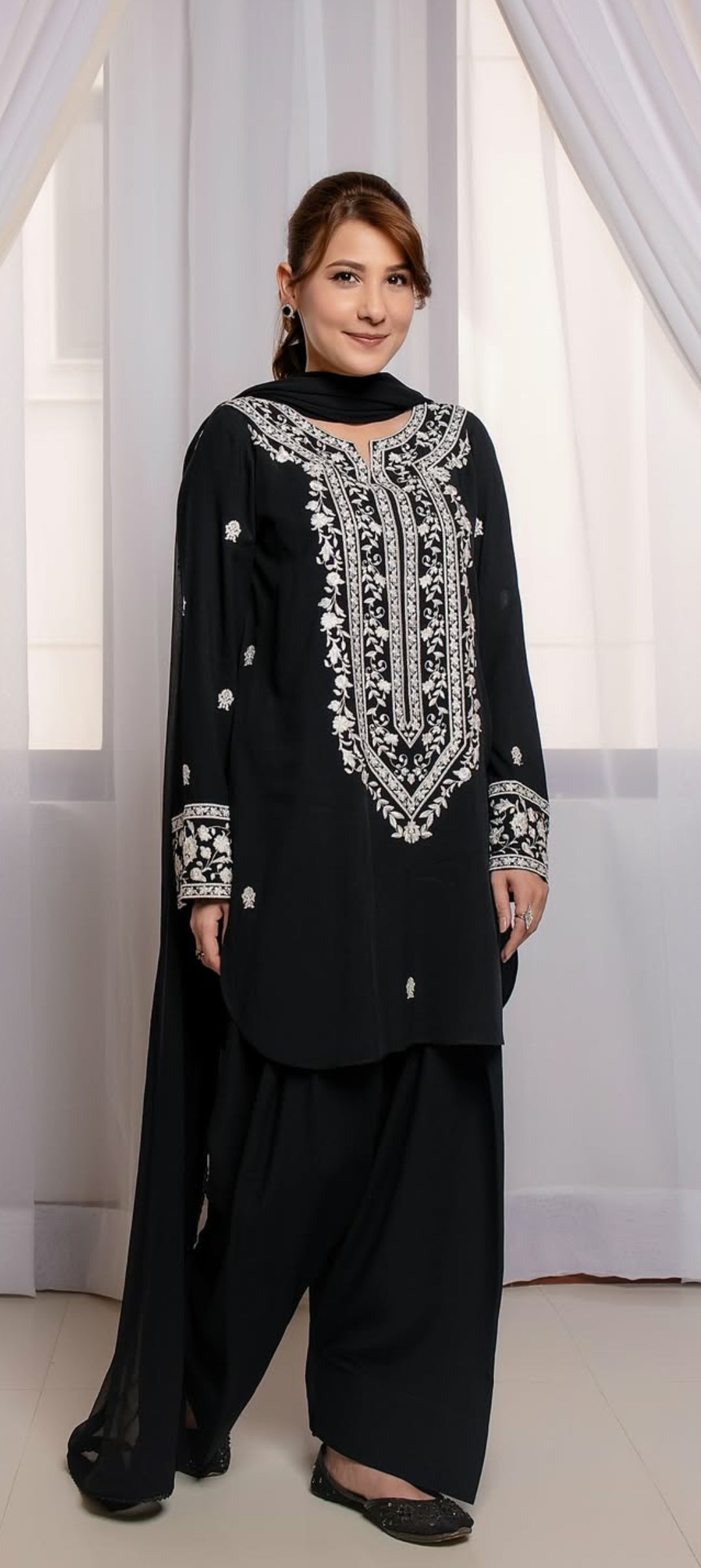 Premium Quality 2-Piece Stitched Embroidered Dress