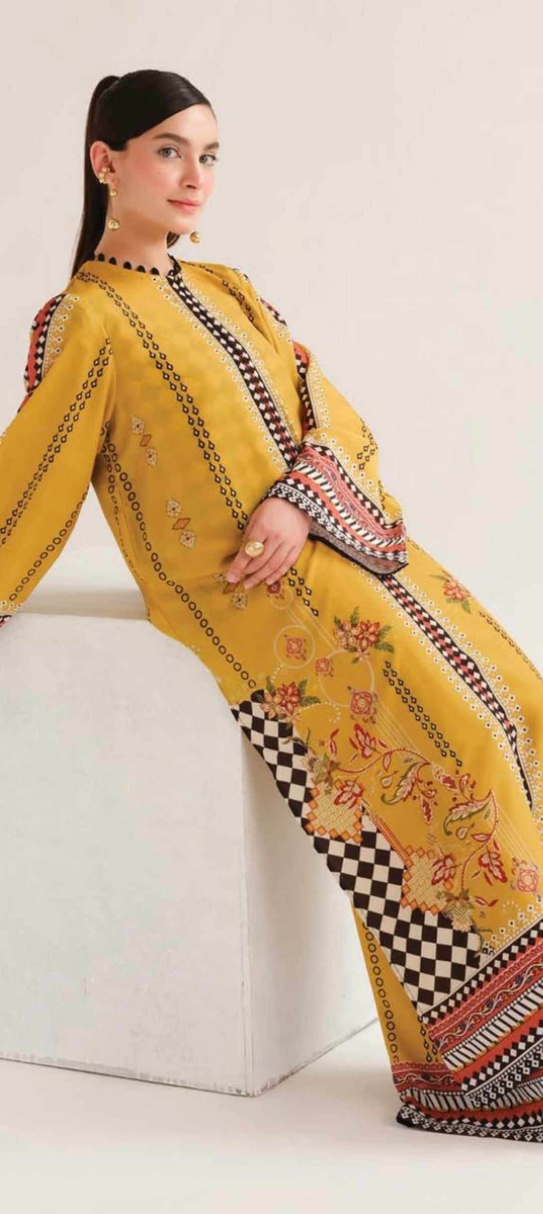 Long Length 2-Piece Stitched Printed Dress Premium Quality