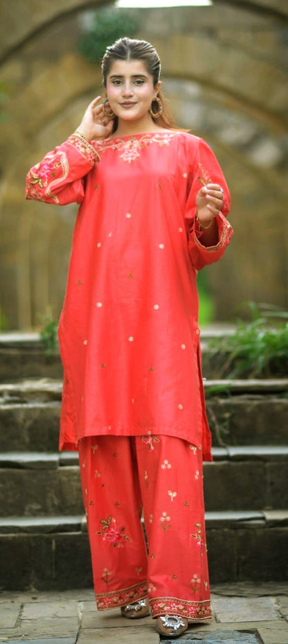 2-Piece Stitched Embroidered Dress Premium Quality