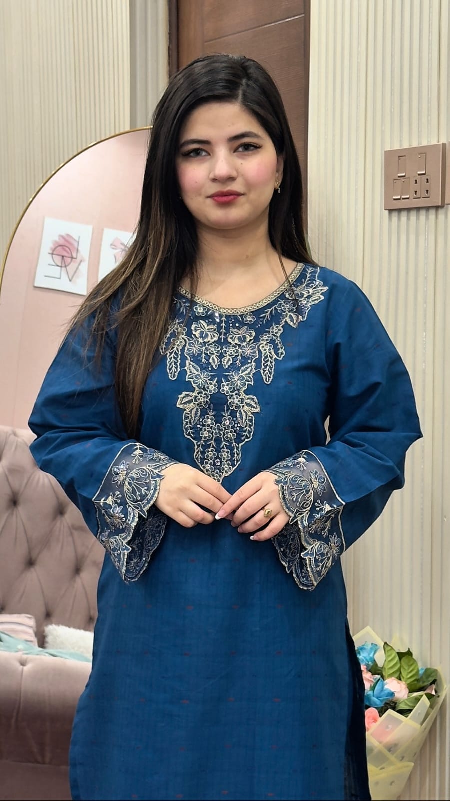 DORIA COTTON 2-PIECE STICHED EMBROIDERED DRESS