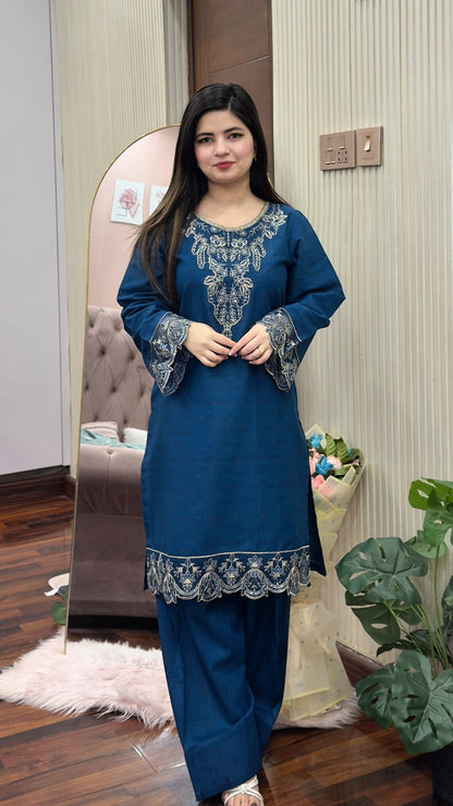 DORIA COTTON 2-PIECE STICHED EMBROIDERED DRESS