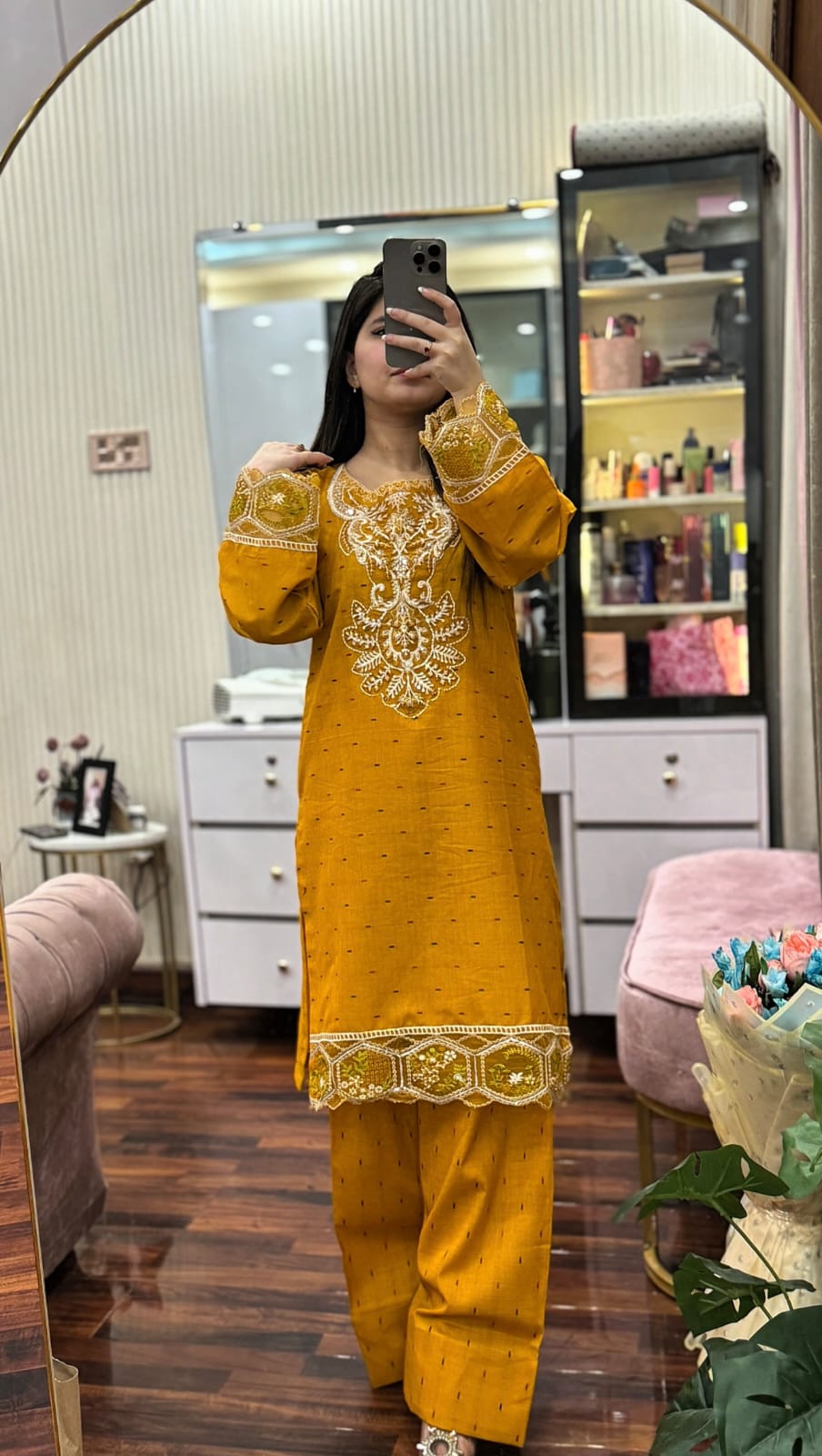 DORIA COTTON 2-PIECE STICHED EMBROIDERED DRESS