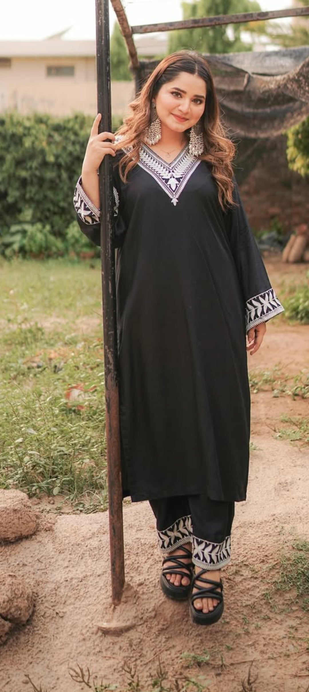 Long Length 2-Piece Stitched Embroidered Dress Premium Quality