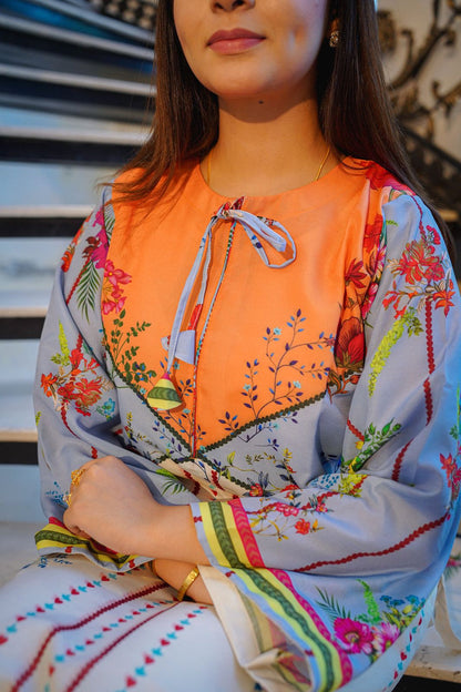 Premium Quality 2-Piece Stitched Long Length Printed Dress