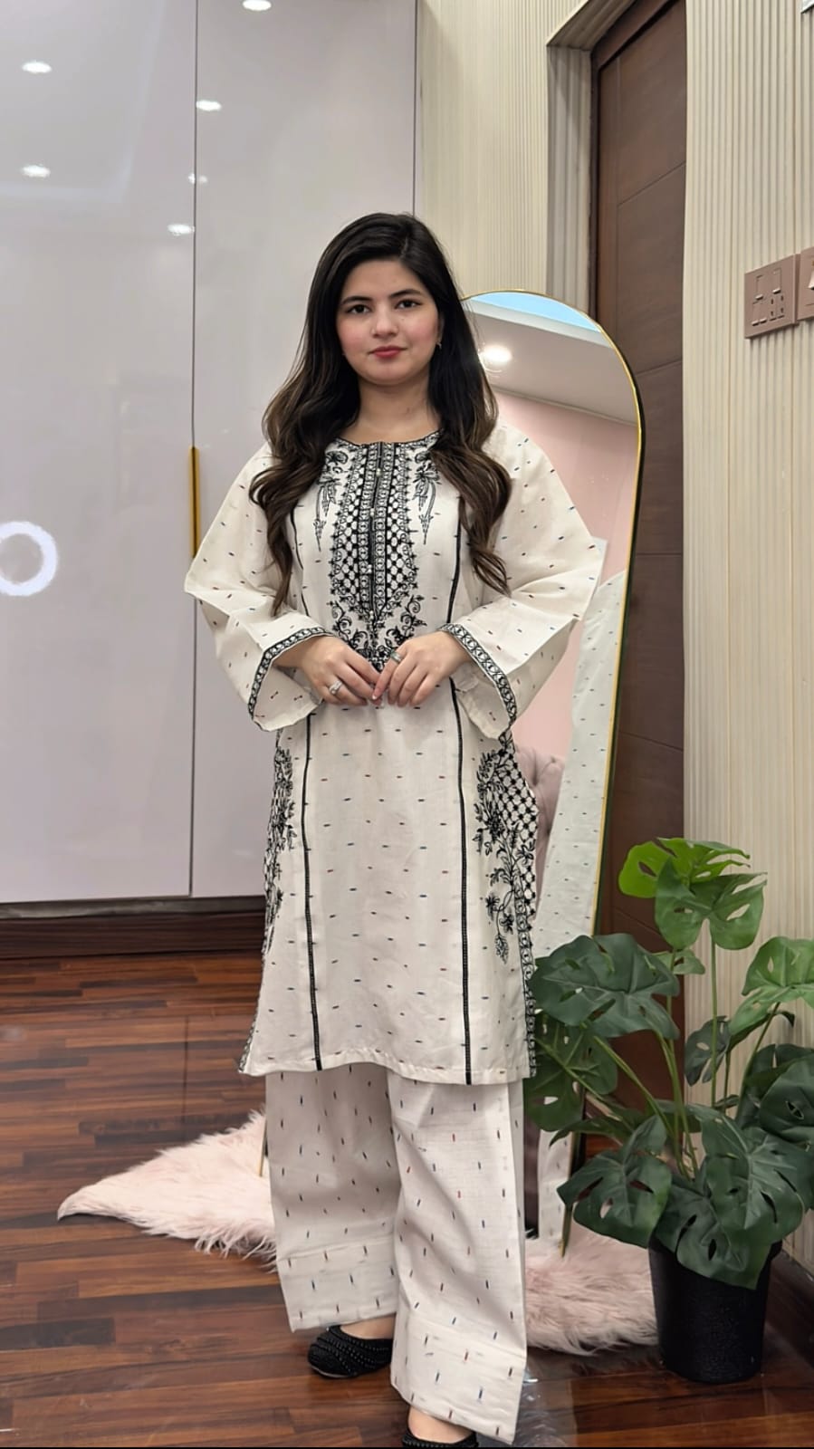 DORIA COTTON 2-PIECE STICHED EMBROIDERED DRESS