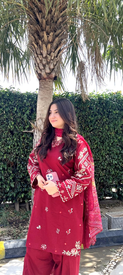 Premium Quality 2-Piece Stitched Embroidered Dress