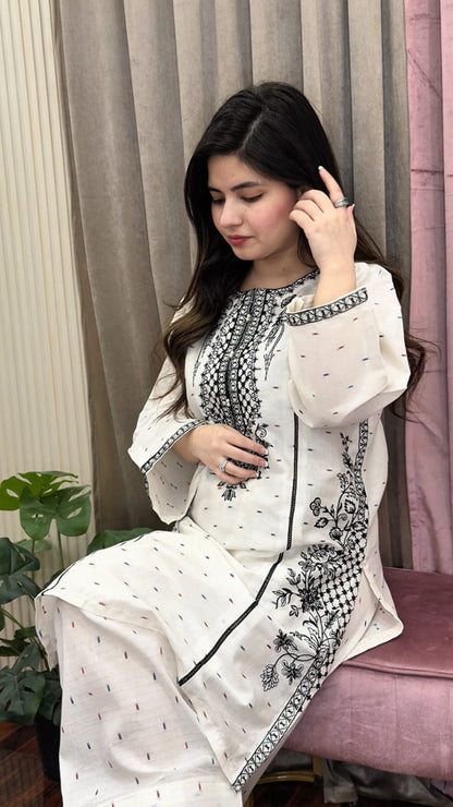 DORIA COTTON 2-PIECE STICHED EMBROIDERED DRESS