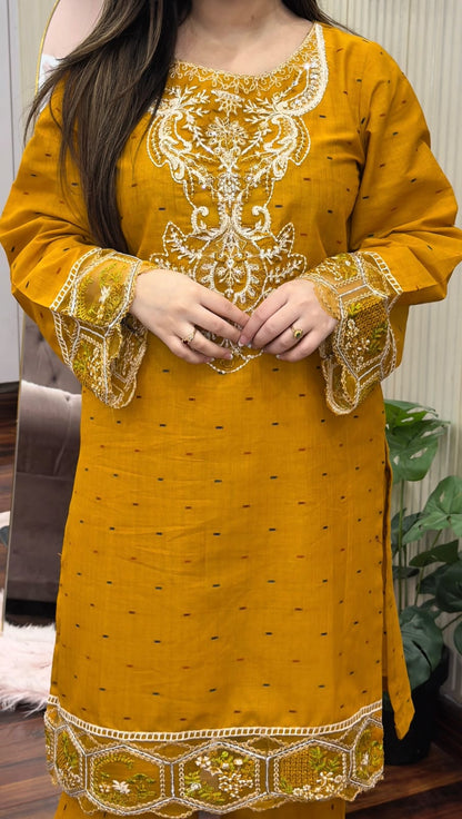 DORIA COTTON 2-PIECE STICHED EMBROIDERED DRESS