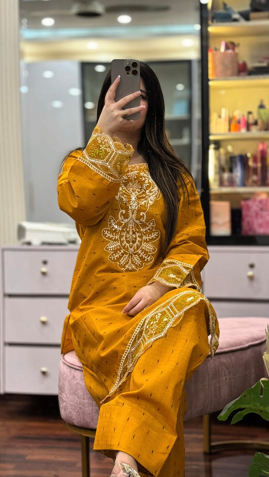 DORIA COTTON 2-PIECE STICHED EMBROIDERED DRESS