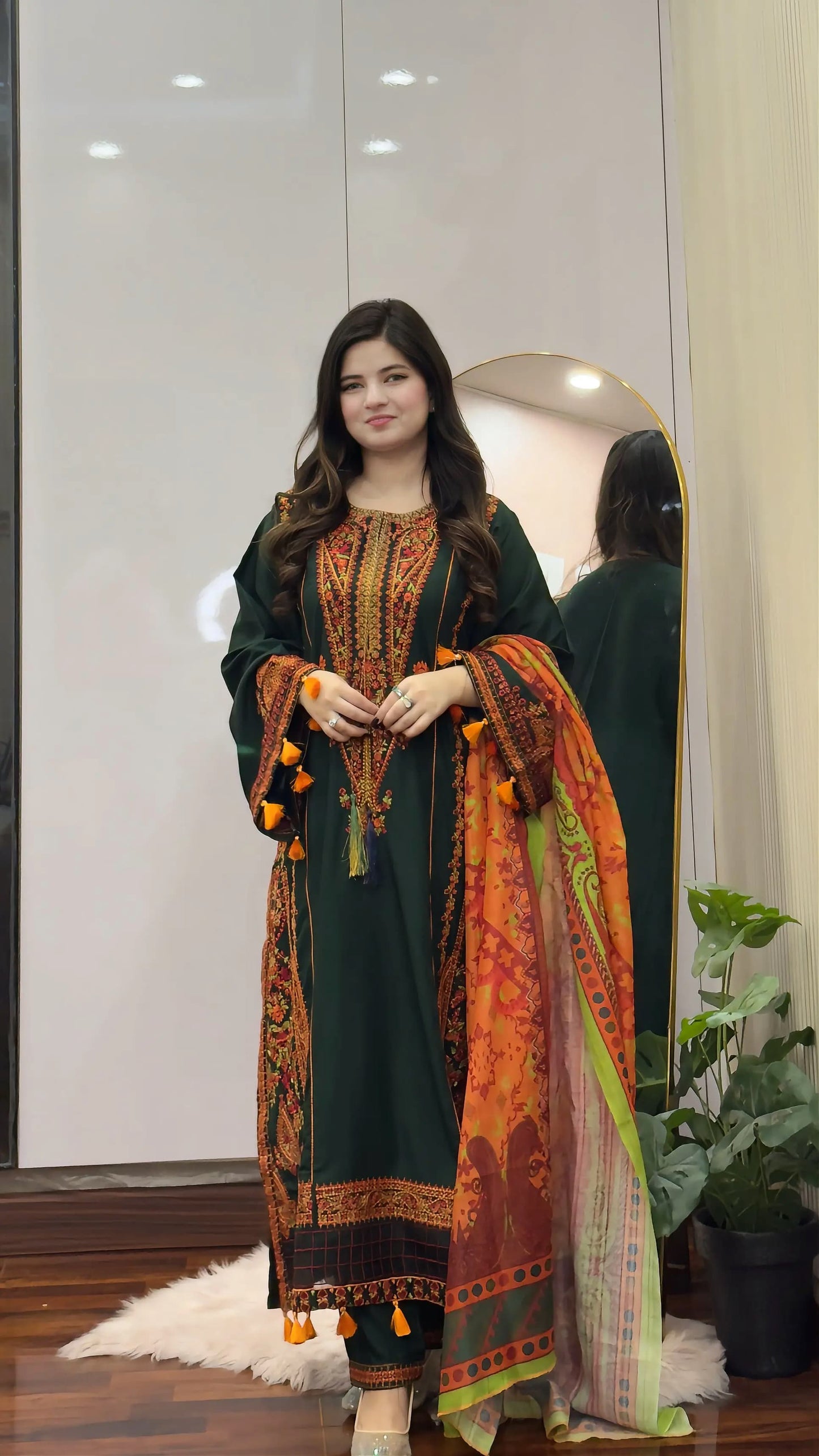 3-PIECE STICHED LONG LENGTH EMBROIDERED DRESS PREMIUM QUALITY
