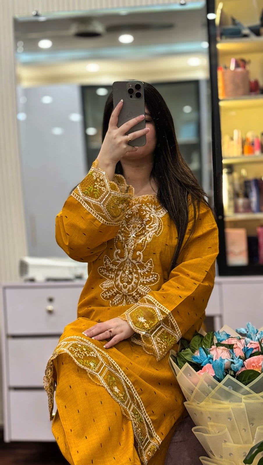 DORIA COTTON 2-PIECE STICHED EMBROIDERED DRESS