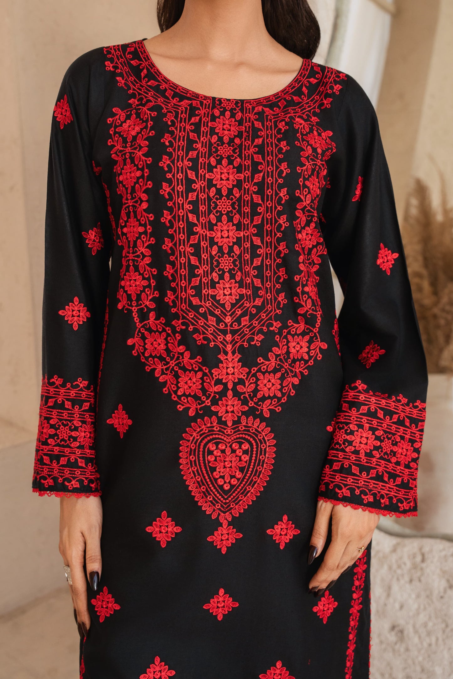 PREMIUM QUALITY 2-PIECE STICHED EMBROIDERED DRESS