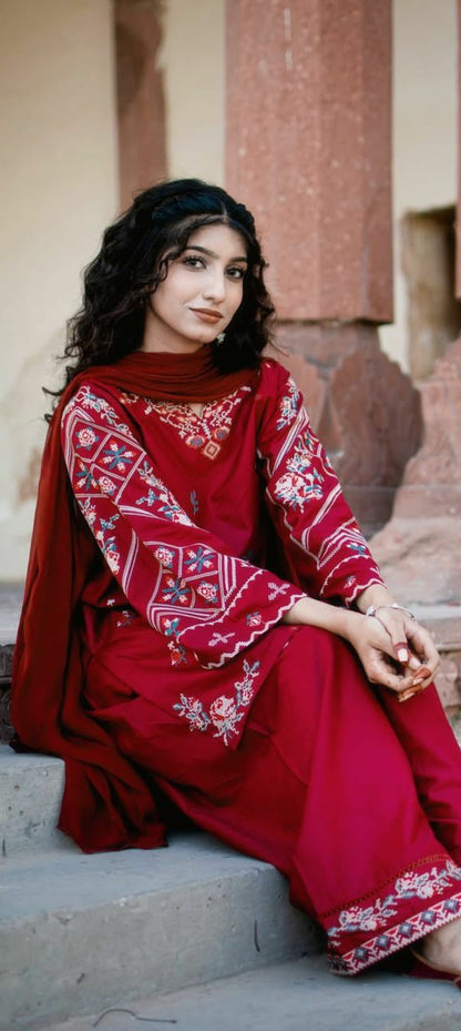 Premium Quality 2-Piece Stitched Embroidered Dress