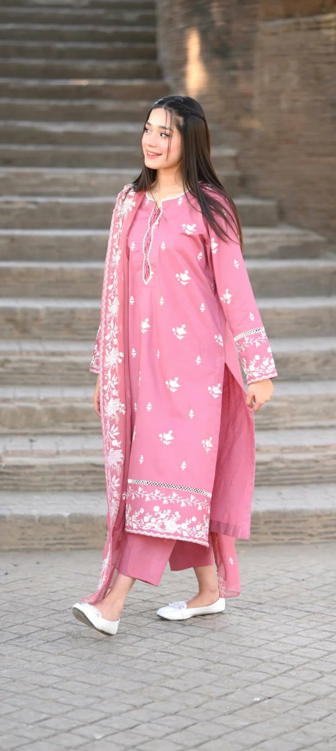 3-Piece Stitched Long Length Embroidered Dress Premium Quality