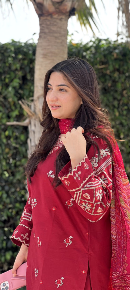 Premium Quality 2-Piece Stitched Embroidered Dress