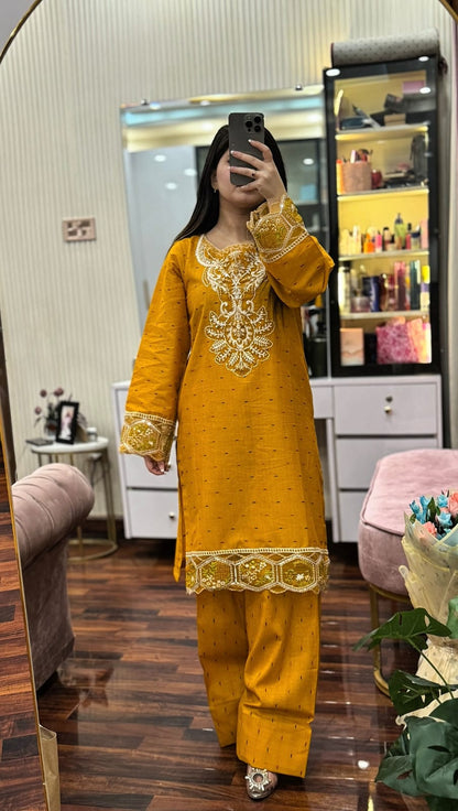 DORIA COTTON 2-PIECE STICHED EMBROIDERED DRESS